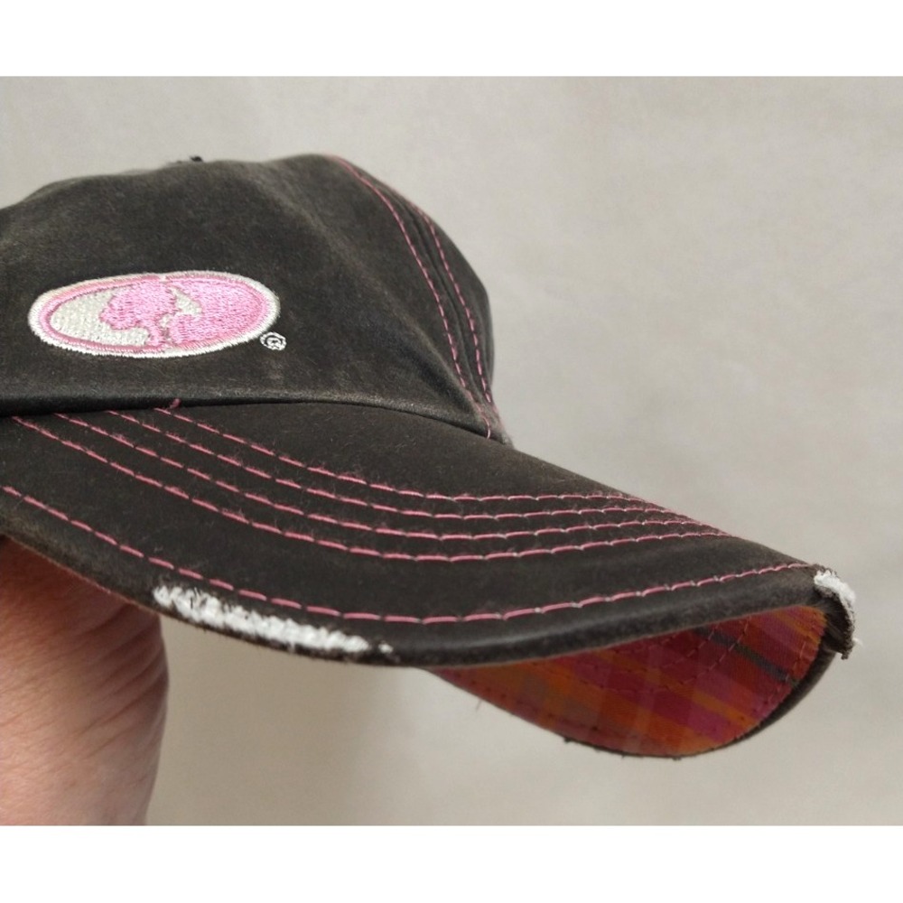 womens‎ MOSSY OAK distressed cap, black w colorfull plaid on bottom - Picture 9 of 10